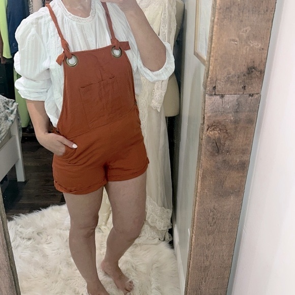 Patrons of Peace rust color short Overalls size medium cotton fabric - Picture 4 of 5
